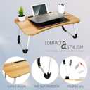 (2-Pack) Beige Large Folding Lap Desk – Multi-Use Laptop Table with Cup Holder & Phone Stand for Sofa & Bed