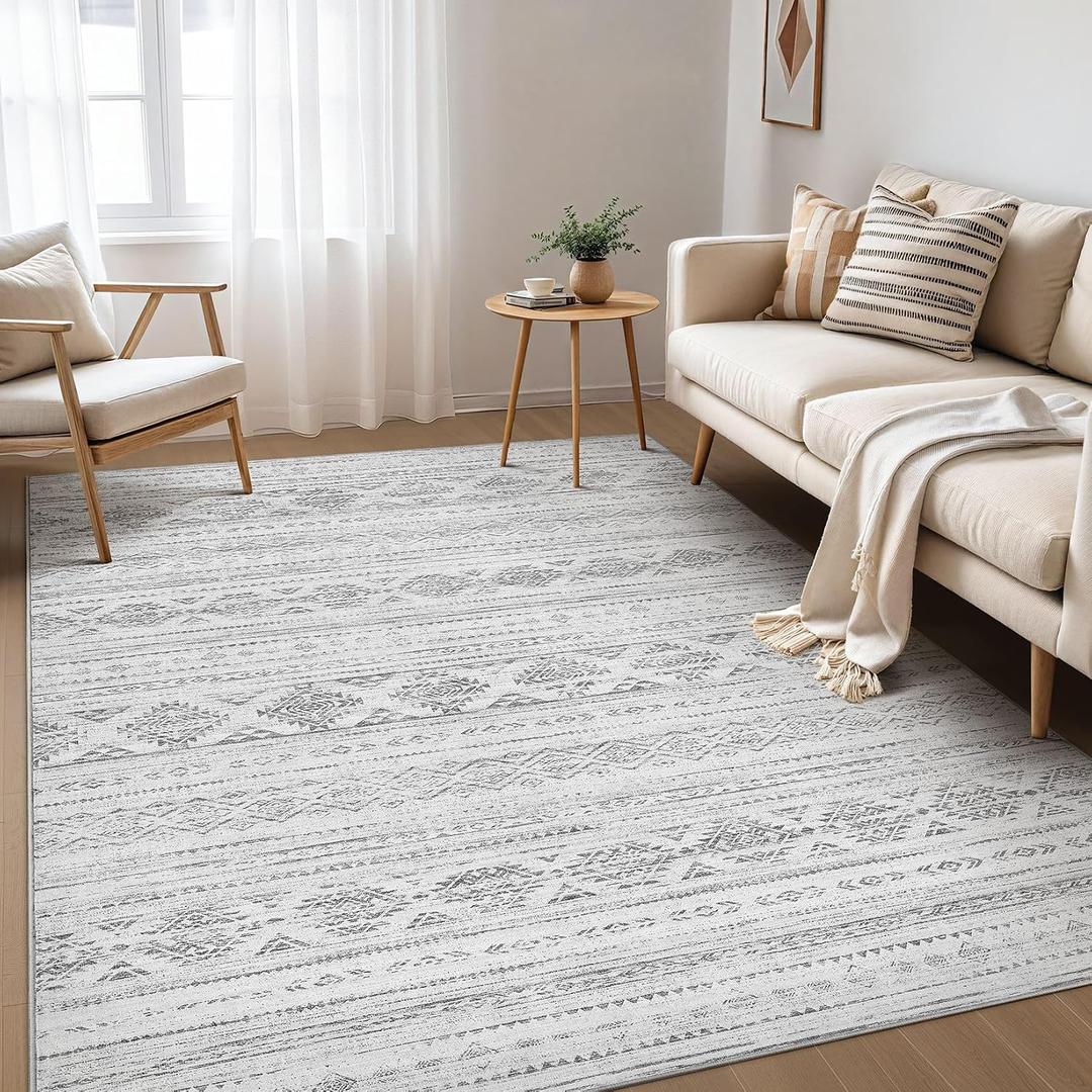Nakagishi Boho 5x7 Area Rug Living Room Rugs Machine Washable Dark Gray
