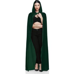 Ammiko Velvet Cape Unisex Cloak with Hood Halloween Costume Hooded Cloak Adult Vampire Witch Cape for Women Men