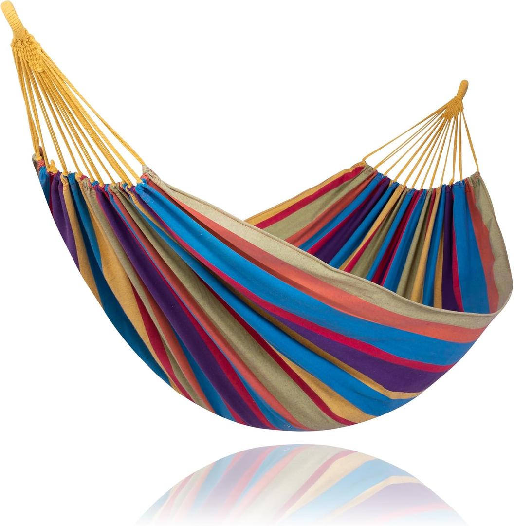 SUNCREAT Outdoor Double Hammock, Portable Tree Colorful Hammock, Colorful Stripes X-Large