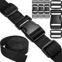 Nylon Straps 1-1/4 inch Wide with Buckles and Slides: 6 Yard of 1.25" Webbing, 4 Pack Side Release Buckle, 8 pcs Tri-Glide Slider, Heavy Duty Plastic Clip Quick Fastener Replacement Dual Adjustable