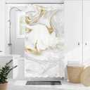 Domoku Purple Blue and Gold Marble Shower Curtain,Abstract Modern Bathroom Decor, Waterproof Washable Fabric Shower Curtain, 72 X 72