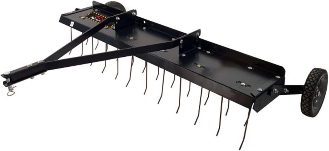 Brinly 48" Tow Behind Grass Dethatcher, Removes Thatch on Large Lawns in Less Time - Flat Black