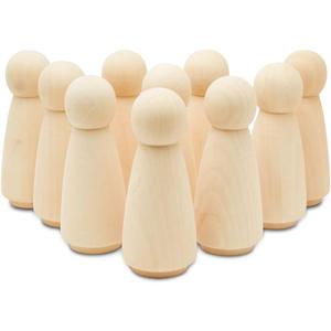 Small Wooden Peg Dolls Unfinished 5 1/2 inch, Giant Angel Shape, Pack of 10 Birch Wood Peg People for Crafting and Decor