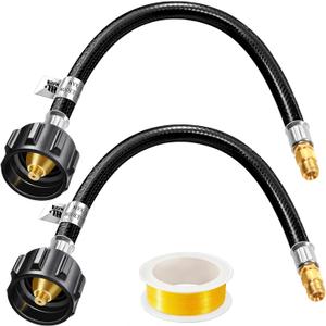 12 inch RV Propane Hose Connect to 2-Stage Auto Changeover Regulator for RVs, Campers & Trailers (2 pcs)