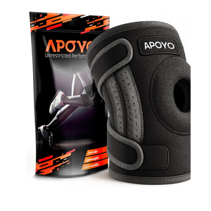 APOYO Knee Brace for Women & Men - Knee Compression Sleeve For Pain Relief, Meniscus Tear, ACL, Arthritis, Joint Pain Relief, with Patella Gel Pad & Side Stabilizers (XX-Large) Gray