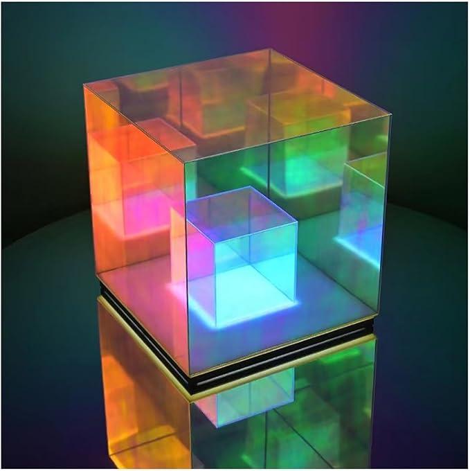 LED Cube Night Light,3D Acrylic Infinity Mirror Table Lamp Decorative Art Light with USB Port Colors Changing Mood Lamp for Bar Home Birthday Party Gifts (Color : 22CM)