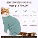 DENTRUN Cat Clothes for Hair Control with Hair Sticky Fabric - Soft Recovery Suit & Breathable Lint-Resistant Cat Sweater for Cats Only, Kitten Onesie Pajamas, XXL, Bean Green