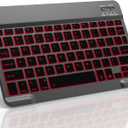 Backlit Bluetooth keyboard for Phone, Tablet, iPad Air, Pro, Mini, A16, M2, M3, Galaxy, ChromeBook, MackBook, Wireless Travel Keyboard for Computers - Rechargable, Lightweight, Slim, Easy to Carry