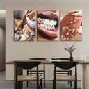 3pcs Trendy Black Woman Canvas Wall Art Fashion Black Girl Wall Decor Pictures African American Woman Posters Prints for Home Living Room Bedroom Bathroom Decoration Ready To Hang