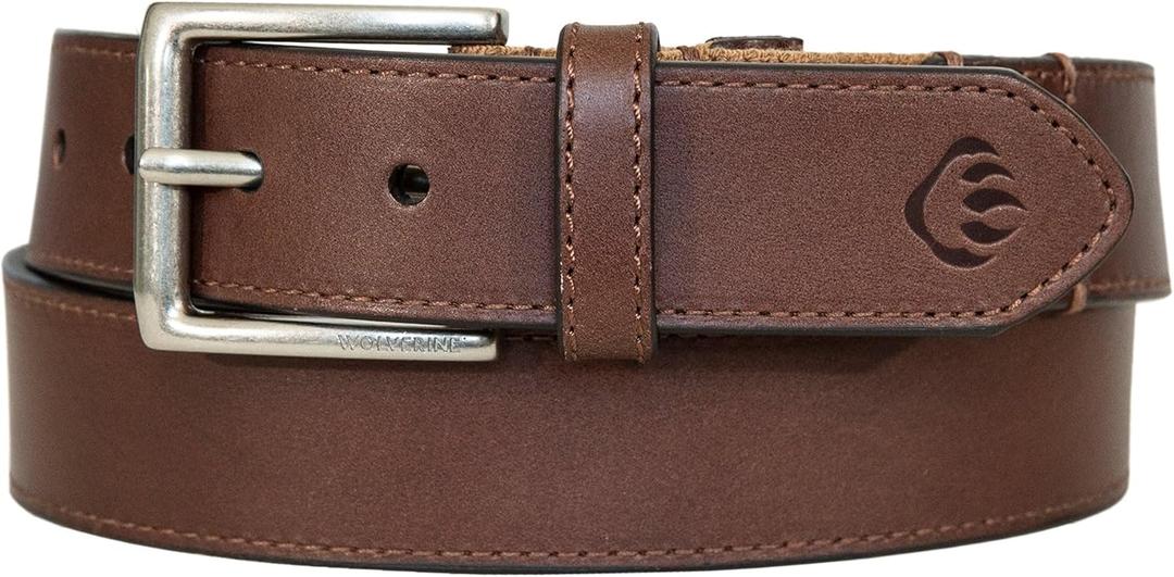 Wolverine Men's Stretch Leather Belt | Heavy Duty | Utility | Durable | Casual | Classic | Comfort | Metal Buckle (34 Inch, Flex - Brown)