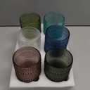 15oz Colored Hobnail Drinking Glasses Set of 6,Vintage Kitchen Glassware, Embossed Beaded Glass Cups,Water Tumbler for Cocktail,Juice and Various Mixed Drinks