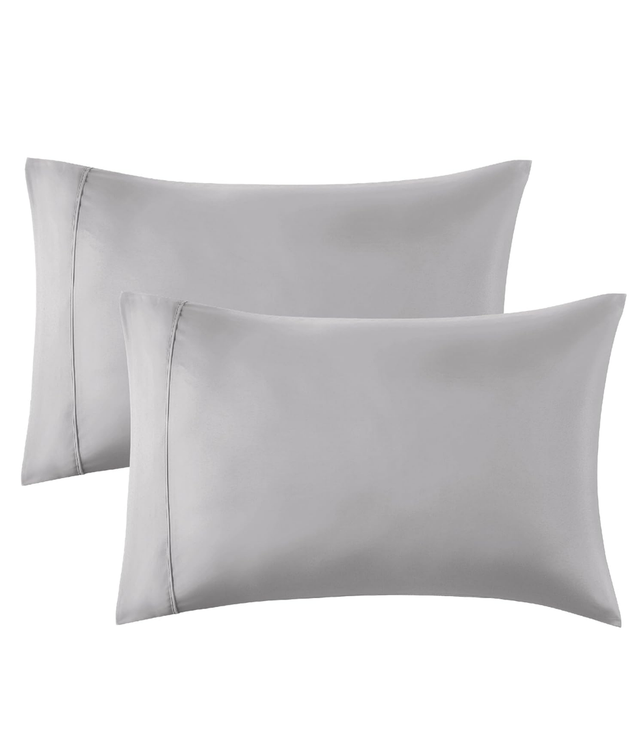 Bedsure King Size Pillow Cases Set of 2 - Silver Grey Brushed Microfiber Pillow Covers 2 Pack,Super Soft Pillow Case Cover with Envelop Closure, 20x36 Inches