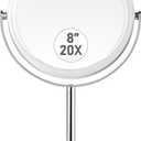 MIYADIVA 20X Magnifying Makeup Mirror,Double Sided 1X & 20X Magnifying Mirror with Stand,Tabletop Magnified Vanity Mirror with 360Rotation for Bathroom or Bedroom 7.8 Inch