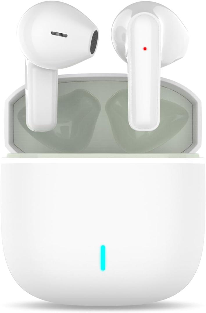 Wireless Bluetooth Earbuds, Student Bass Stereo Headphones, IPX4 Waterproof in-Ear Earphones, Suitable for teenagers Lightweight Comfortable Wireless Headphone for Phone/Listen to music (White)