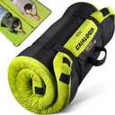 3 Inch Memory Foam Camping Mattress, Dual Layer Thick Sleeping Camp Pad for Car Tent Cot, Roll-Up Portable Glamping Floor Bed for Guests Sleepover (2PCS TWIN:75*38*3", Avocado Green)