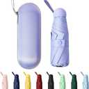 TIME LOVER Mini Windproof Folding Travel Umbrella, Sun & Rain Umbrellas, Compact Portable for Women Men Multiple Colors (Purple)