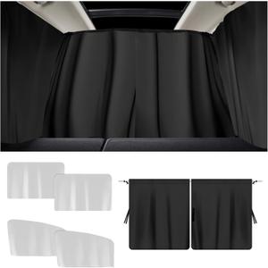 5PCS Car Window Shades,Auto Privacy Curtains with 4 Front&Rear Side Window Shade,98% Light Blocking Divider Curtain Baby Shades for Baby Sleeping Traveling Camping,Universal Car Accessories (Sliver)