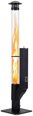 COWVIE 56 Inch Patio Wood Pellet Heater with Rain Cap & Viewing Window – Portable Pellet Fire Pit for Patio, Backyard, Camping, Beach, Balcony
