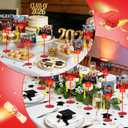 24 Pcs Graduation Cap Photo Holder with Wooden Base Wire Picture Clip Red Grad Table Number Holders Bulk Graduation Cap Decorative Card Holder for Class of 2026 Centerpieces Grad Party Supplies