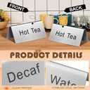 Hicarer 7 Pcs Stainless Steel Coffee Tent Signs Table Coffee and Tea Sign Table Beverage Display Signs for Party Buffet Restaurant Banquet Wedding Indoor Outdoor, 2.99'' x 1.5'', Small Signage