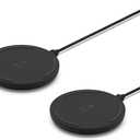Belkin Quick Charge Wireless Charging Pad - 10W Qi-Certified Charger Pad for Apple iPhone, Samsung Galaxy, Airpods Pro & More, Charge While Listening to Music, Streaming Videos - 2-Pack Black (No PSU)
