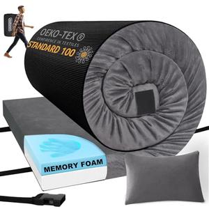 Aodisman 3 Inch Thick Memory Foam Sleeping Pad Camping Mattress,Portable Roll up Mattress-Car/Tent/Cot/Floor,Comfortable Sleeping Mats for Guests Adult Sleepover 72x24x3