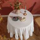 HAIRUO Cotton Linen Table Cloths Retro Farmhouse Heavy Fabric Table Cover Pink White Washable Table Top for Parties Coffee Kitchen Picnic Round Table Cloth (White,Round, 40")