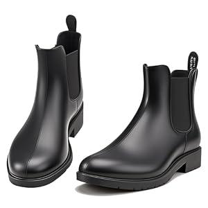 Ankle Rain Boots for Women, Elastic Slip-On Waterproof Chelsea Boots with Anti-Slip Rubber Sole, Lightweight Short Rain Boots 8