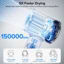 Hair Dryer, 150000 RPM Brushless Motor with 500M Negative Ions, Fast-Dry Lightweight Design, ThermoControl & Magnetic Nozzle/Diffuser, Low Noise Salon Blow Dryer for All Hair, Travel, Home, Dark