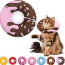 Seyezo Cat Cone Collar Soft, Adjustable Cat Recovery Collar Kitten Cones to Stop Licking, Cute Donut Neck Donut Pillow After Surgery, Healing Elizabethan Collar for Kittens(Chocolate, Large)