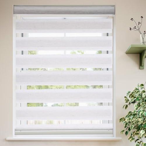 MYshade Roller Shades Zebra Blinds for Windows Cordless Day and Night Light Filtering Dual Layer Roller Blinds 22" x 72" Beige