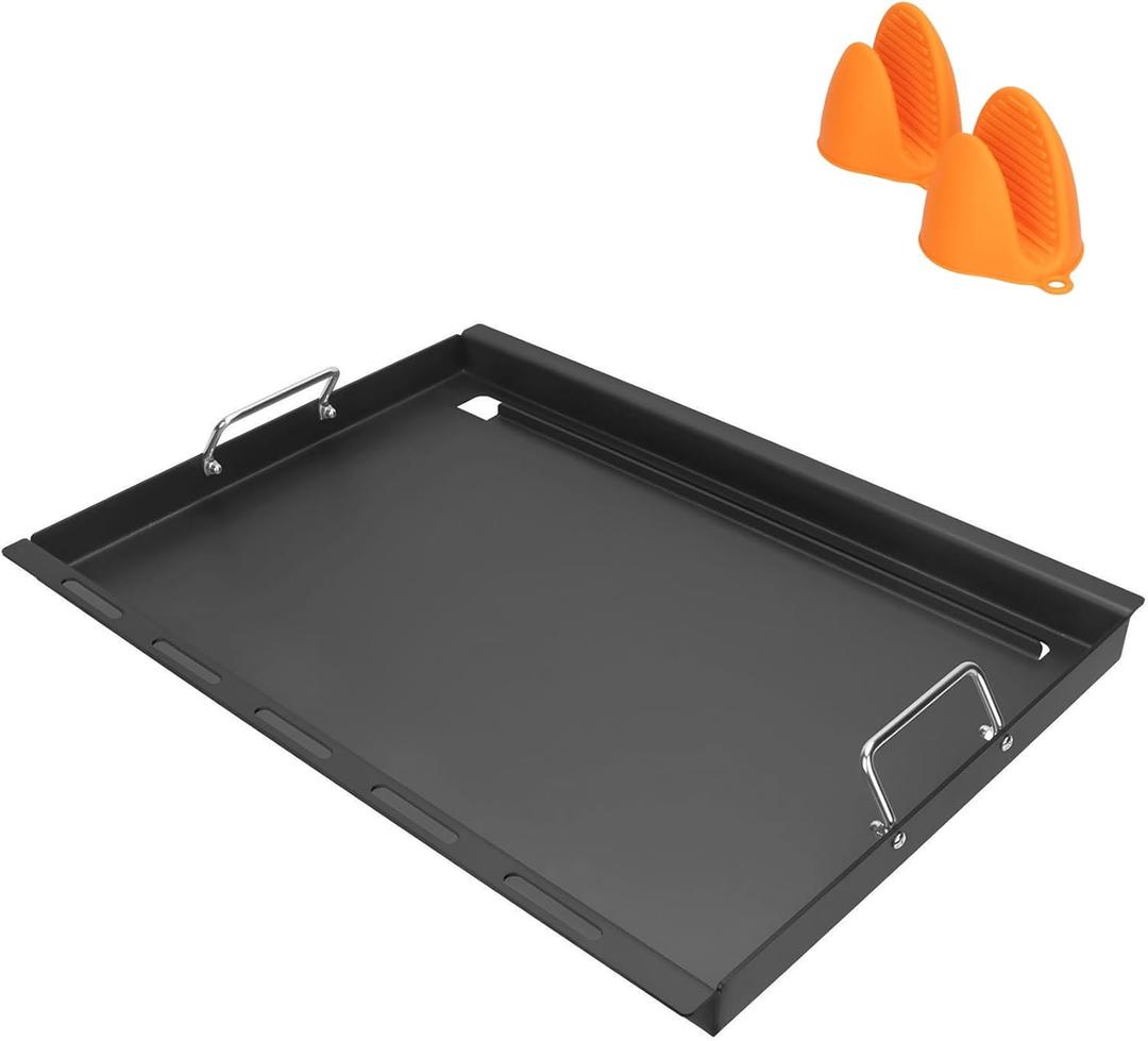 Full-Size Griddle Inserts for Nexgrill Home Depot 4 Burner & 5 Burner Grills 720-0830H 720-0830X 720-0888 720-0888N, Flat Top Griddle with Silicone Handles for Nexgrill 5 Burner 720-0882A 720-0882S (17"x25.6")