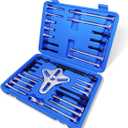 Thorstone 46pcs Harmonic Balancer Puller Set, Steering Wheel Flywheel Crankshaft Pulley Puller,Blue