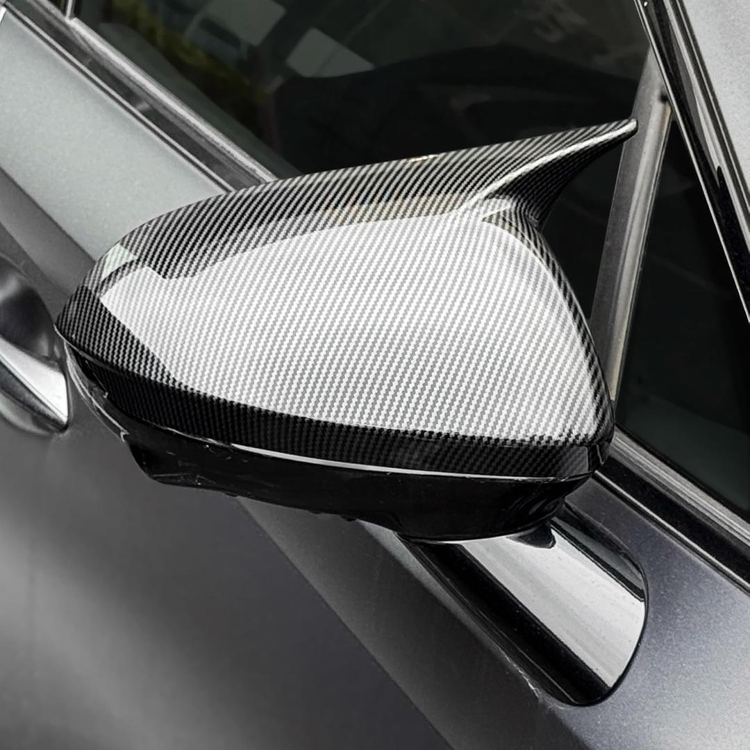 YOUTOOCAR Cow Horn Exterior Mirror Covers Side Rear View Mirror Covers Trim Compatible with Hyundai Sonata 2021-2023 Accessories (Carbon Fiber Pattern)