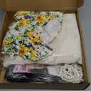 7 Pcs Halloween Old Lady Costume for Women Adult Grandma Costume Outfit Dress Granny Sweater Nightgown Wig (Medium, Yellow)