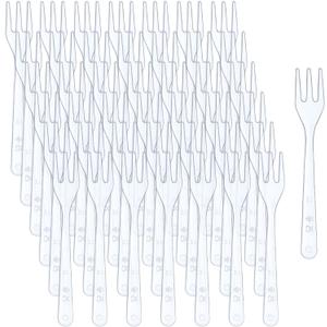 Skylety 500 Pcs Plastic Mini Forks 3.7 x 0.6 Inch Tiny Small Disposable Appetizer Cocktail Tasting Forks Utensils for Fruit Dessert Cakes Serving Supply(Clear)