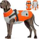 FUAMEY Dog Winter Jackets for Large Dogs,Dog Coat with Harness Built in,Waterproof Dogs Snowsuits Warm Pet Jacket Zip Up Fleece Cold Weather Coats Reflective Safety Pets Hunting Vest Orange  (XXX-Large (Chest:43in)