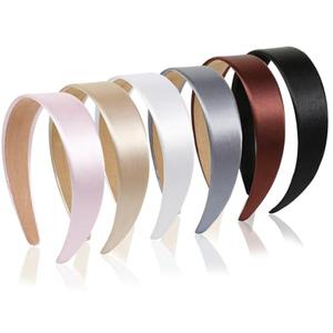 WOVOWOVO Satin Headbands for Women 1.2 Inch: Wide Plastic Head Bands for Women Non Slip, Cute Womens Headbands Set Holiday Costume Accessories