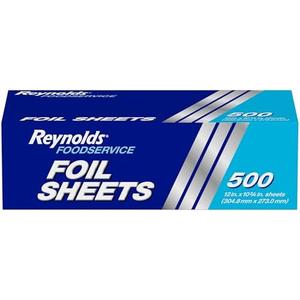 Reynolds Foodservice Pre-Cut Aluminum Foil Sheets, Great for Concessions, Catering, Cafeterias, and Restaurants, Easily Moldable Around Food, 12 x 10.75 Inches, 250ish Ct.