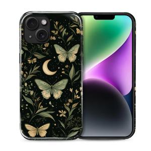 Compatible with iPhone 14 Plus Case, Hybrid 2-Layer Case Shockproof Anti-Scratch for Girl Women Boy Men, Moonlit Moth for iPhone 14 Plus