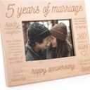 GSM Brands Wooden Picture Frame for Marriage - 5 Year Anniversary for Husband and Wife