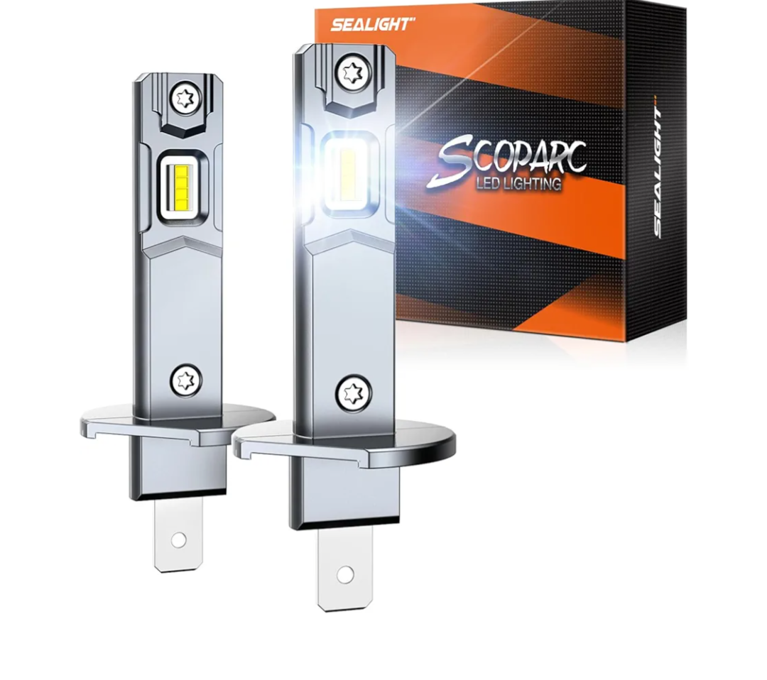 SEALIGHT H1 Fog Bulbs, 50,000LM Super Brighterness 1:1 Mini Size, 6500K Cool White Fog Lights, 3 Minutes Inatallation, Pack of 2