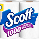 Scott 1000 Toilet Paper, 8 Rolls, Septic-Safe, 1-Ply Toilet Tissue