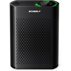 Air Purifier for Large Room, Cleans 2,400 ft in 30 Mins, 3-Stage True HEPA, 360 Airflow, Large Touch Display Control, Real-Time Air Quality (PM2.5) Display, Ultra-Quiet 20dB Sleep Mode, HAP602 Black