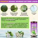 Soursop Bitters Liquid, 80ml Liposomal Multivitamin Blend with Organic Soursop Leaves, Black Seed Oil, for Cell Health, Immune, Gut Cleanse, Detox, Liver, Antioxidant, Zzz, Sugar Free -80 Days Supply