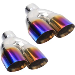 LCGP Dual Exhaust Tip 2.5 inch Inlet 3.5 inch Outlet Universal Car Stainless Steel Angle Cut 2-Packs PVD Blue Tailpipe(left and right)