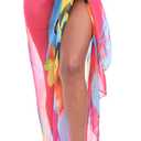 MissShorthair Womens Chiffon Beach Pareos Sarong Sheer Swimsuit Cover Ups Swimwear Bikini Wrap (Multicolor/Pink)