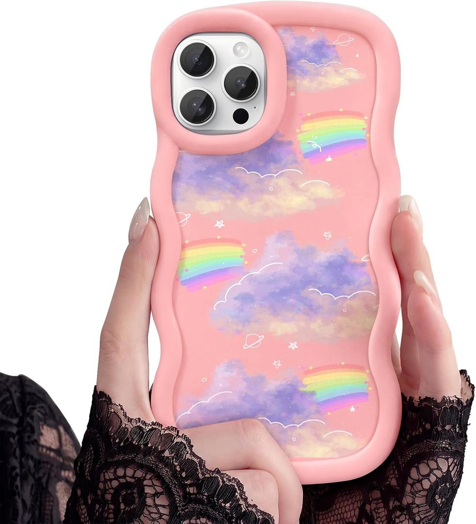 for iPhone 11 Pro Phone Case, Curly Wavy Frame with Cute Pattern