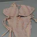 ZAFUL Women's Sexy Halter Bikini Sets Ditsy Floral Print Color Block Triangle Thong Bikini Swimsuit Two Piece Bathing Suits (Medium, 4-light Pink)